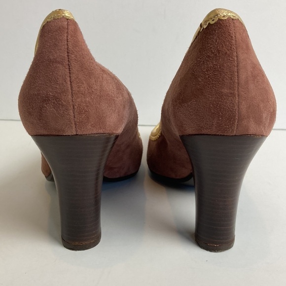 Chie Mihara Suede Pumps Heels Cut-out Detail 38 1/2 Bollywood Pin-up Retro Party - Picture 7 of 16